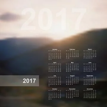 Calendar monthly 2017 Stock Illustration