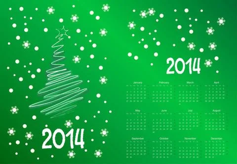 Calendar to a new 2014 year Vector illustration of postcard calendar to a ... Stock Photos