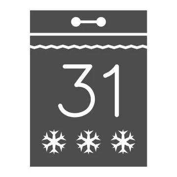 Calendar for New Year eve solid icon, winter holiday concept, Thirty-first Stock Illustration
