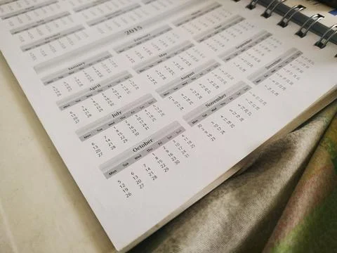 Calendar notebook on the bed Stock Photos