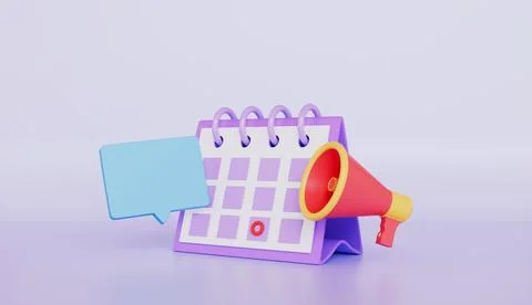 Calendar with notification, the concept of time planning 3d illustration Stock Illustration