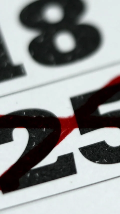 Calendar With Number Twenty Five Marked In Red. Vertical. Stock Footage 312964251