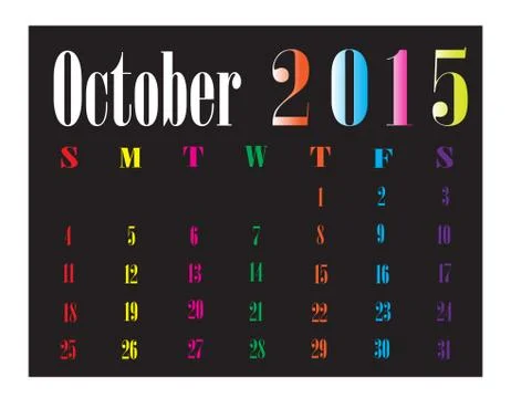 Calendar October 2015 Stock Illustration