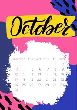 Calendar October 2021 planner with abstract vector graphic Stock Illustration