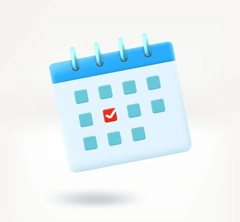 Calendar with one day selected. 3d vector illustration Stock Illustration