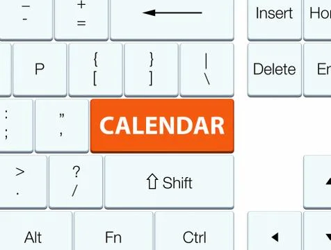 Calendar orange keyboard button Stock Illustration