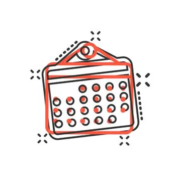 Calendar organizer icon in comic style. Appointment event vector cartoon illu Stock Illustration
