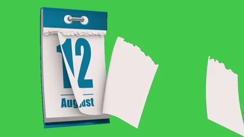Calendar page for August month from date of 1 to 31 with green screen. Stock Footage 229847099