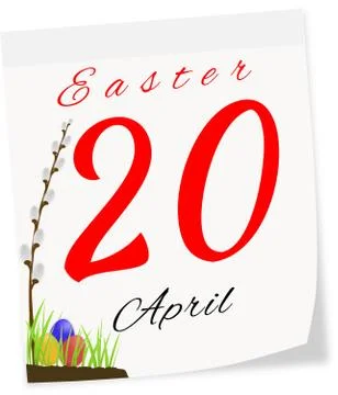 Calendar page with date of easter-20.04.2014 isolated on a white background Illustrazione stock