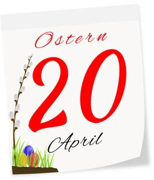 Calendar page with date of easter-20.04.2014 isolated on a white background Stock Illustration
