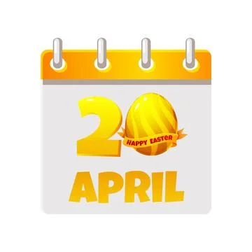 Calendar page for Easter Day. 20 April- Happy Easter Day with golden egg fo.. Stock Illustration