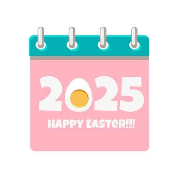 Calendar page for Easter Day with 2025 and half of the egg for your greetin.. Stock Illustration