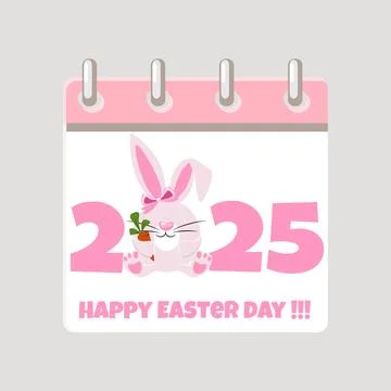 Calendar page for Easter Day with bunny for your greeting card, stickers, i.. Stock Illustration