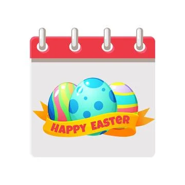 Calendar page for Easter Day. Happy Easter Day with coloring eggs for your gr Illustrazione stock