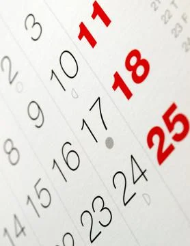 Calendar page with selective focus Stock Photos