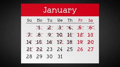 Calendar Pages Flying away with Dates Marked with Cross Signs on Gray Background Stock Footage 342863964