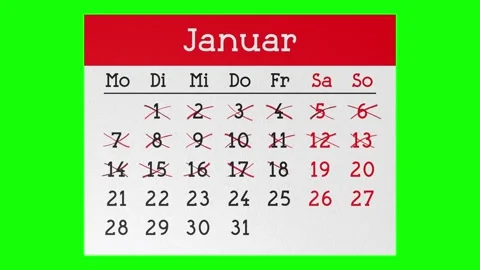 Calendar Pages in German Flying away with Dates Marked with Cross Signs Stock Footage 342863967