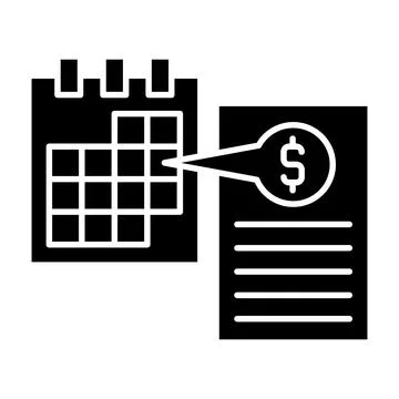 Calendar Pay Glyph Icon Stock Illustration