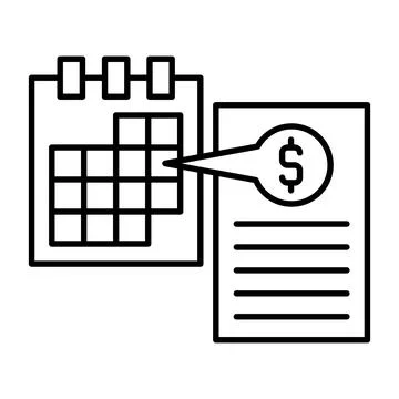 Calendar Pay Line Icon Stock Illustration