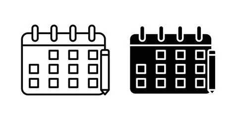 Calendar pen icon symbol. Vector illustration pack in black color. Stock Illustration