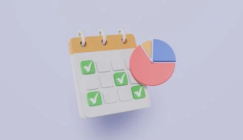 Calendar with a pie graph, time management concept, schedule organization Stock Illustration