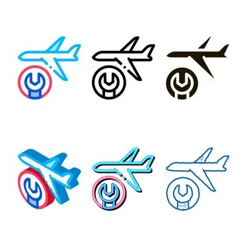 Calendar plane icon styles vector outline Stock Illustration