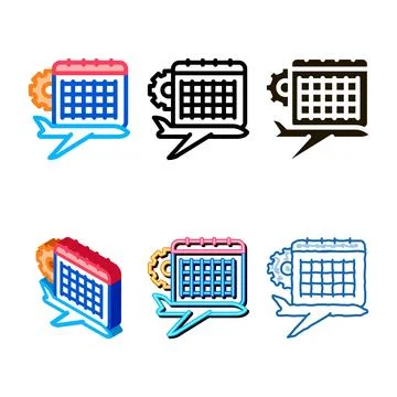 Calendar plane icon vector outline variations Stock Illustration