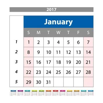 Calendar Planner for 2017 Year. Design Template with Place for Photos and N.. Stock Illustration