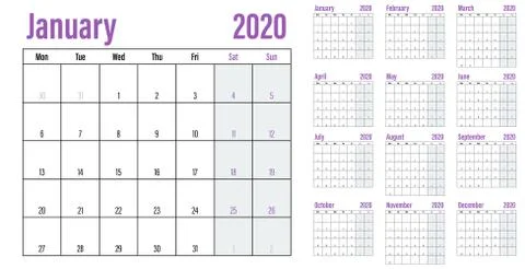 Calendar planner 2020 template vector illustration Stock Illustration