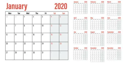 Calendar planner 2020 template vector illustration Stock Illustration