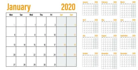 Calendar planner 2020 template vector illustration Illustrazione stock