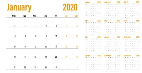 Calendar planner 2020 template vector illustration Stock Illustration