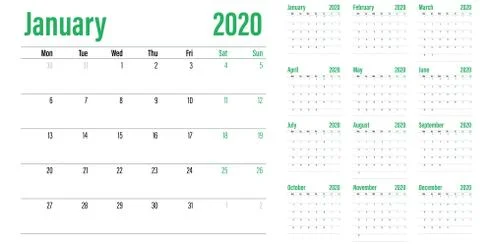 Calendar planner 2020 template vector illustration Stock Illustration