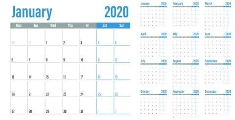 Calendar planner 2020 template vector illustration Stock Illustration