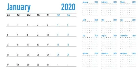 Calendar planner 2020 template vector illustration Illustrazione stock