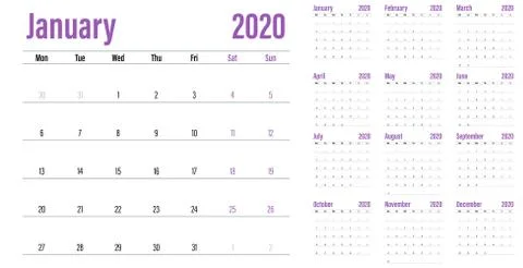 Calendar planner 2020 template vector illustration Stock Illustration