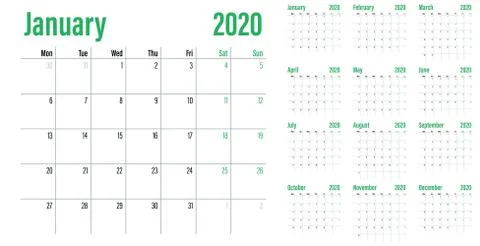Calendar planner 2020 template vector illustration Stock Illustration