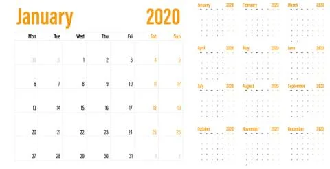 Calendar planner 2020 template vector illustration Stock Illustration