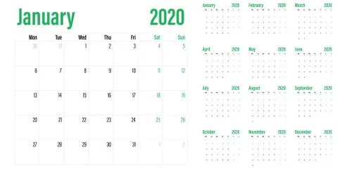 Calendar planner 2020 template vector illustration Stock Illustration