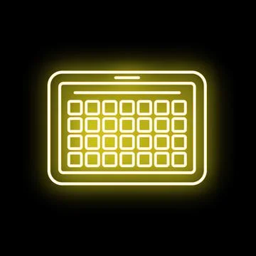 Calendar planner app on tablet neon sign 库存插图