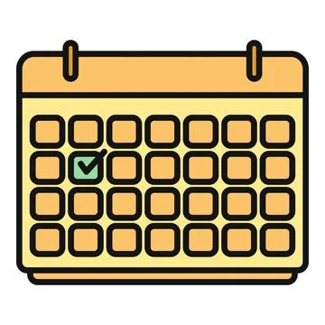 Calendar planner displaying checkmark on important date Stock Illustration