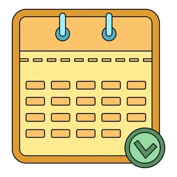 Calendar planner schedule icon with checkmark complete Stock Illustration