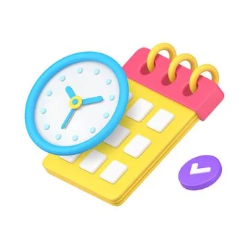 Calendar planning deadline time management agenda date 3d icon realistic vect Stock Illustration