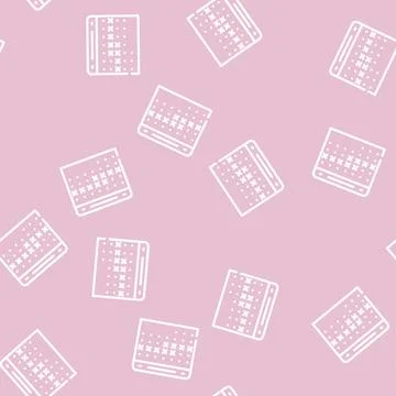 Calendar planning line vector seamless pattern Stock Illustration
