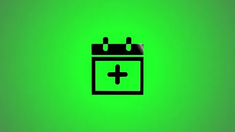 Calendar with a plus sign icon animation, dynamic render on a vivid green c.. Stock Footage 346490845