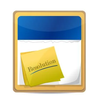 Calendar with a post with the word resolution 스톡 일러스트