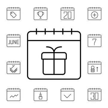 Calendar, present flat vector icon in calendar pack Stock Illustration