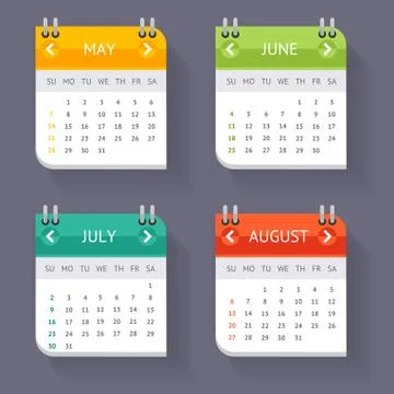 Calendar Quarter Month Set. Vector 스톡 일러스트
