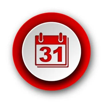 Calendar red modern web icon on white background. 스톡 일러스트