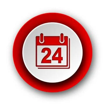 Calendar red modern web icon on white background. 스톡 일러스트